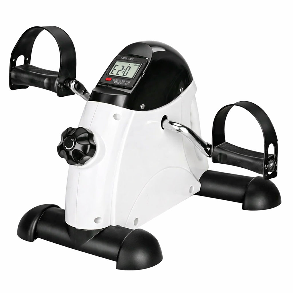 Portable Mini Exercise Bike – Under Desk Pedal Exerciser with LCD Display (White) – Compact Fitness Cycle for Home & Office