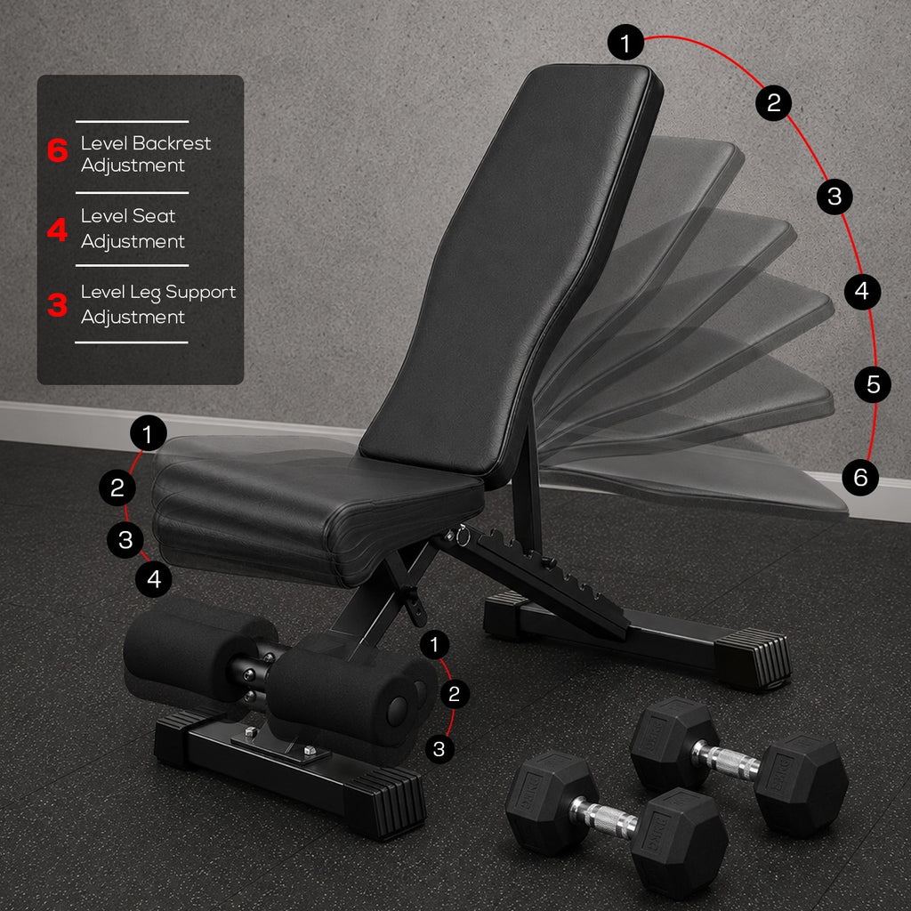 Adjustable Foldable Weight Bench - Black