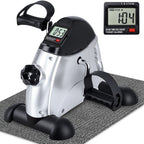Portable Mini Exercise Bike With Mat – Silver