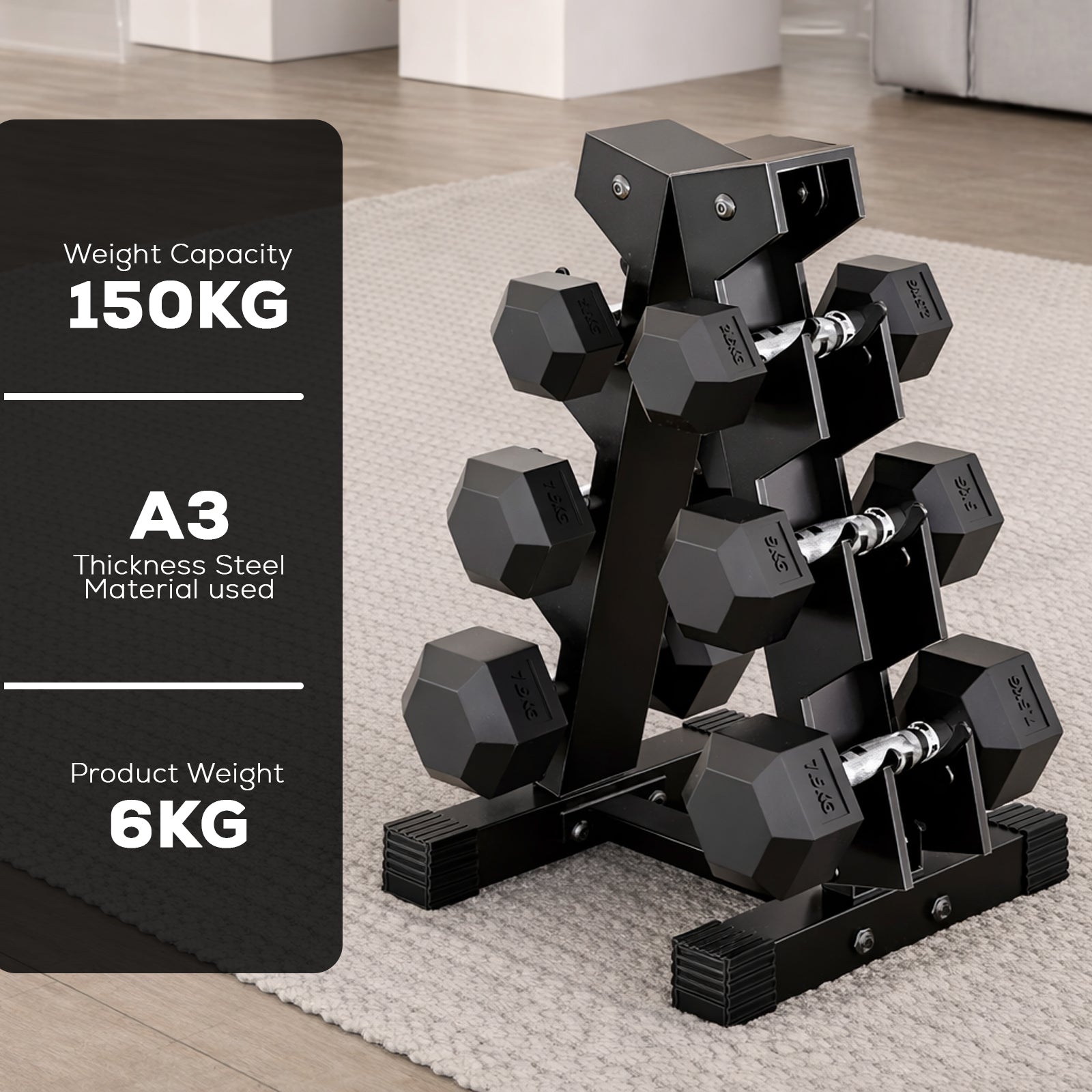 3-Tier A-Frame Dumbbell Rack
