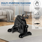 Portable Mini Exercise Bike With Mat – Black