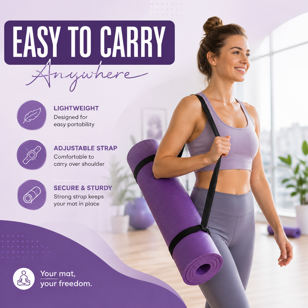 15mm Yoga Mat with Strap