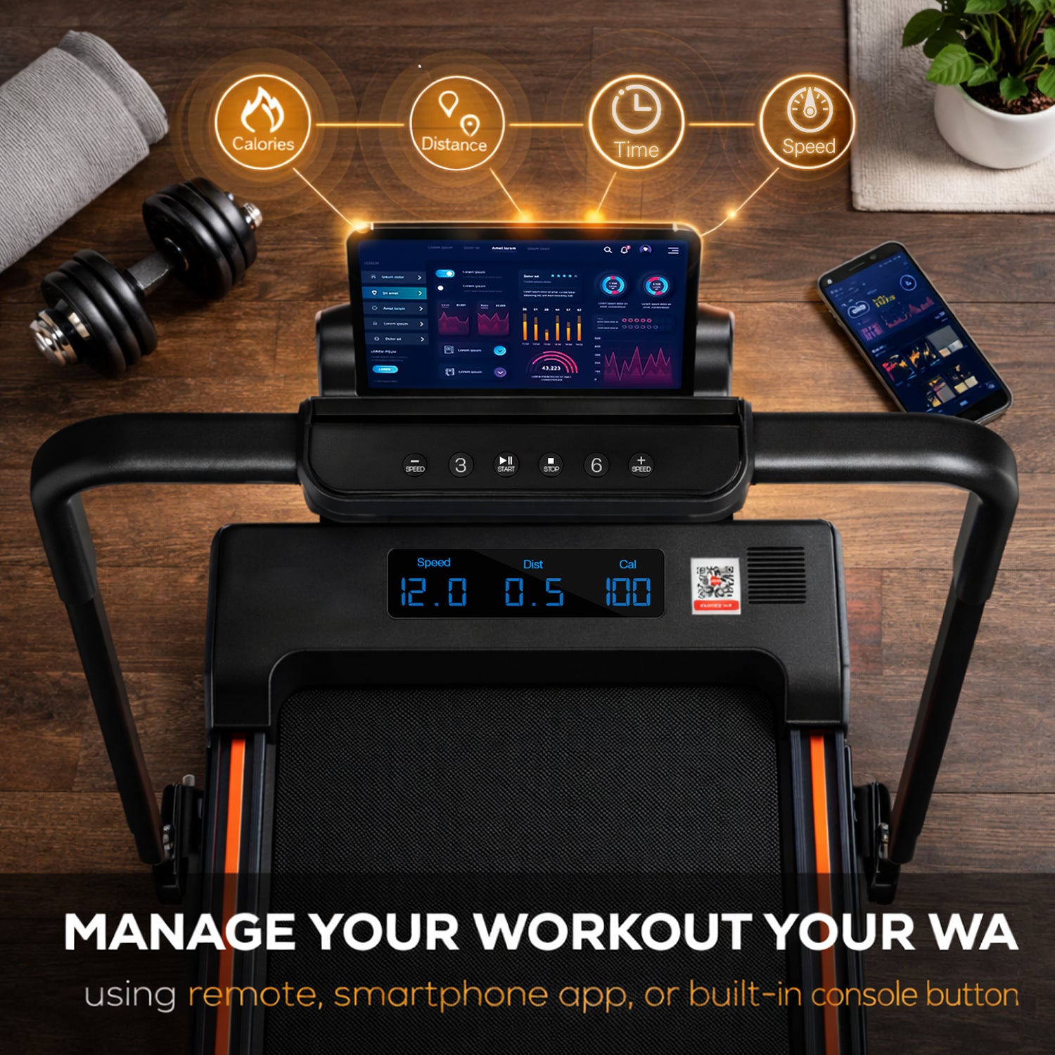 Walking Pad – Foldable Under Desk Treadmill, 12 Km/h, Home & Office Fitness