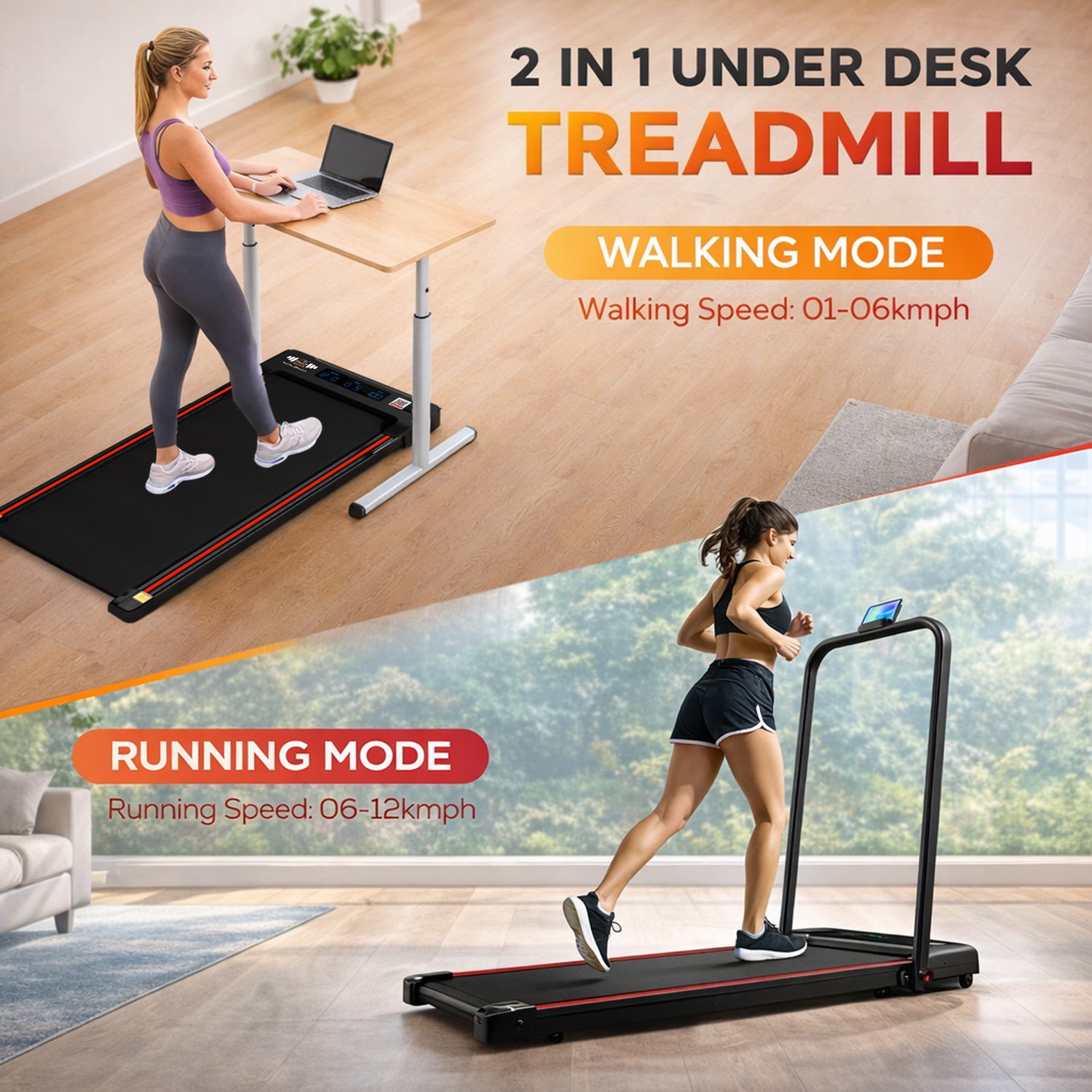 Walking Pad – Foldable Under Desk Treadmill, 12 Km/h, Home & Office Fitness
