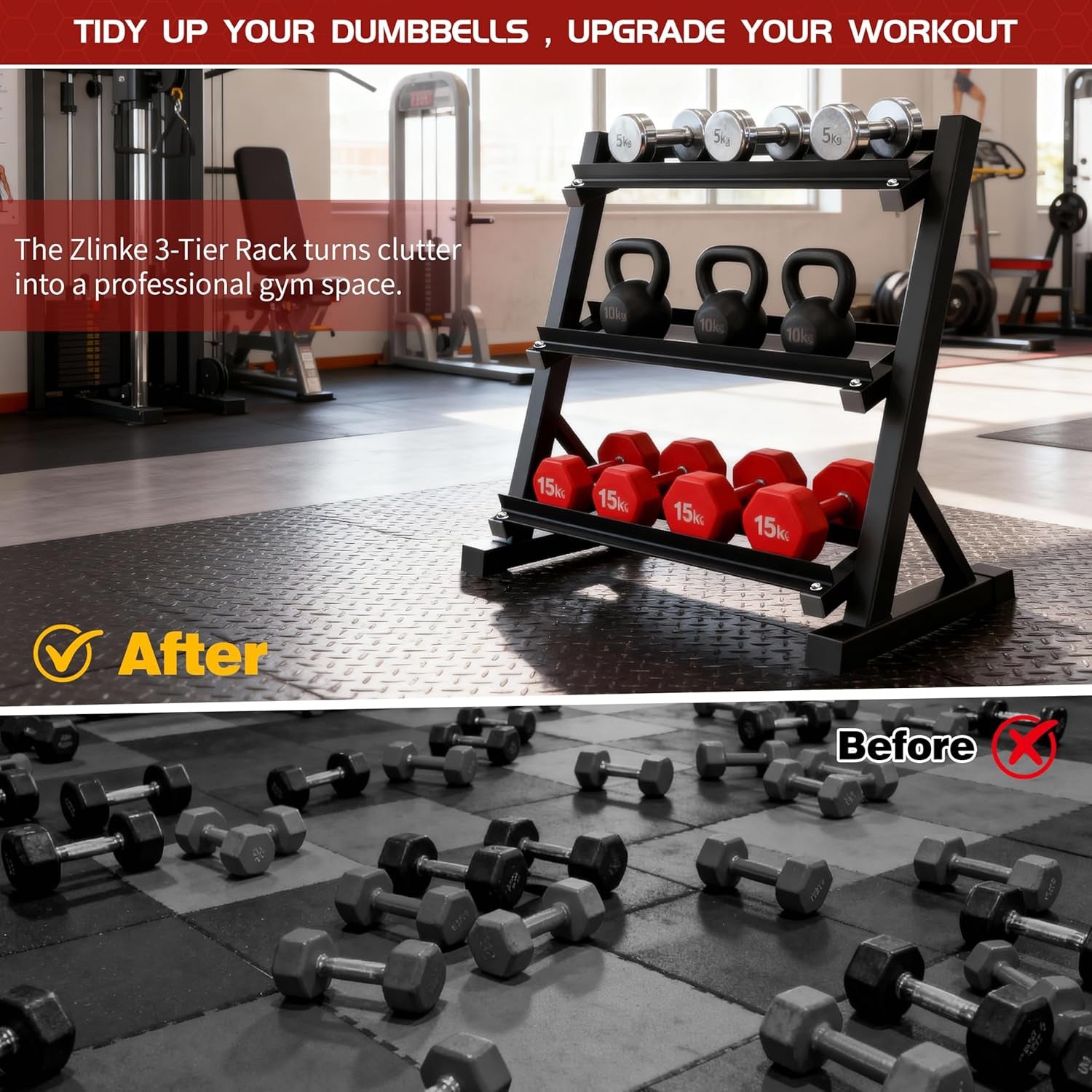 3-Layer Heavy-Duty Dumbbell Rack