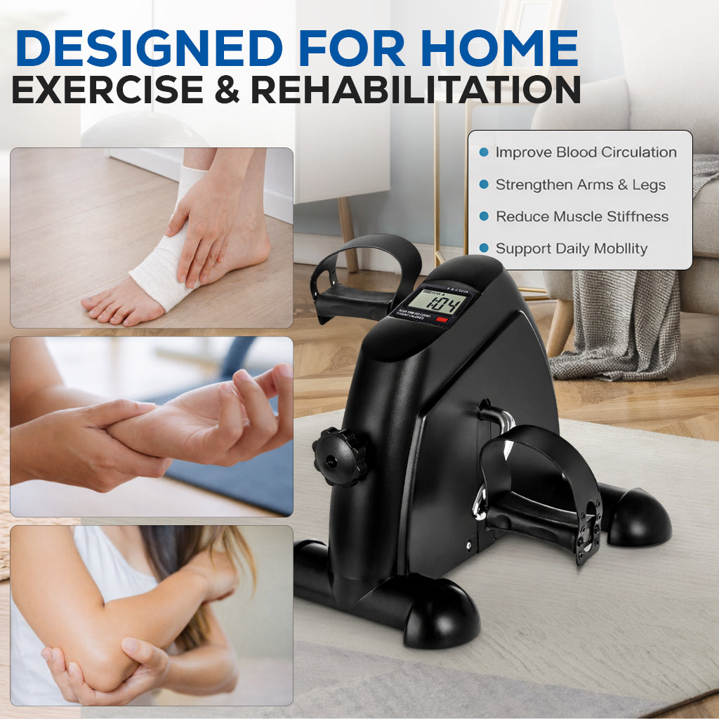 Portable Mini Exercise Bike With Mat – Black