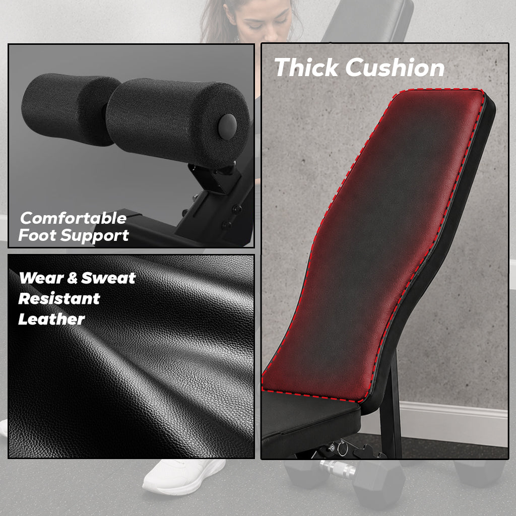 Adjustable Foldable Weight Bench - Black