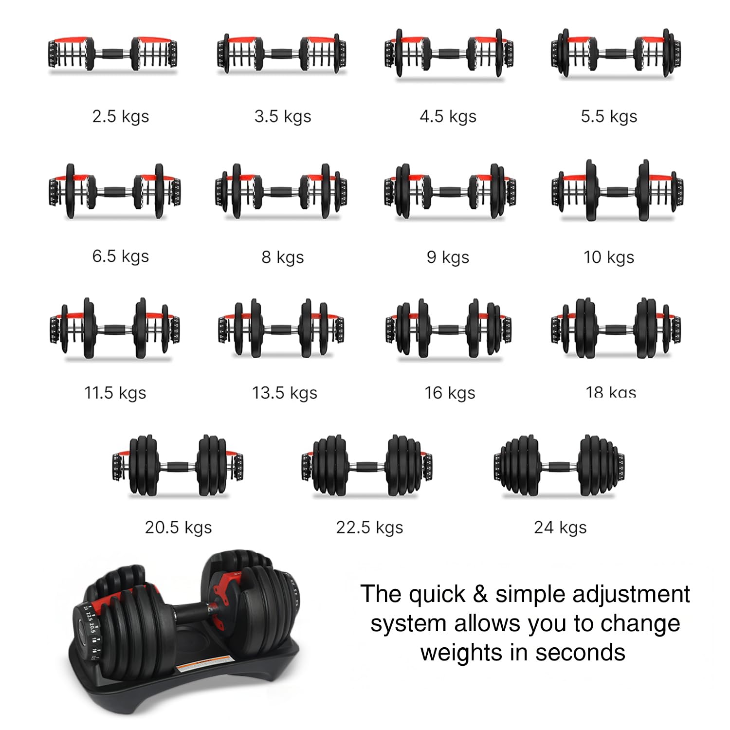 24kg Adjustable Dumbbells