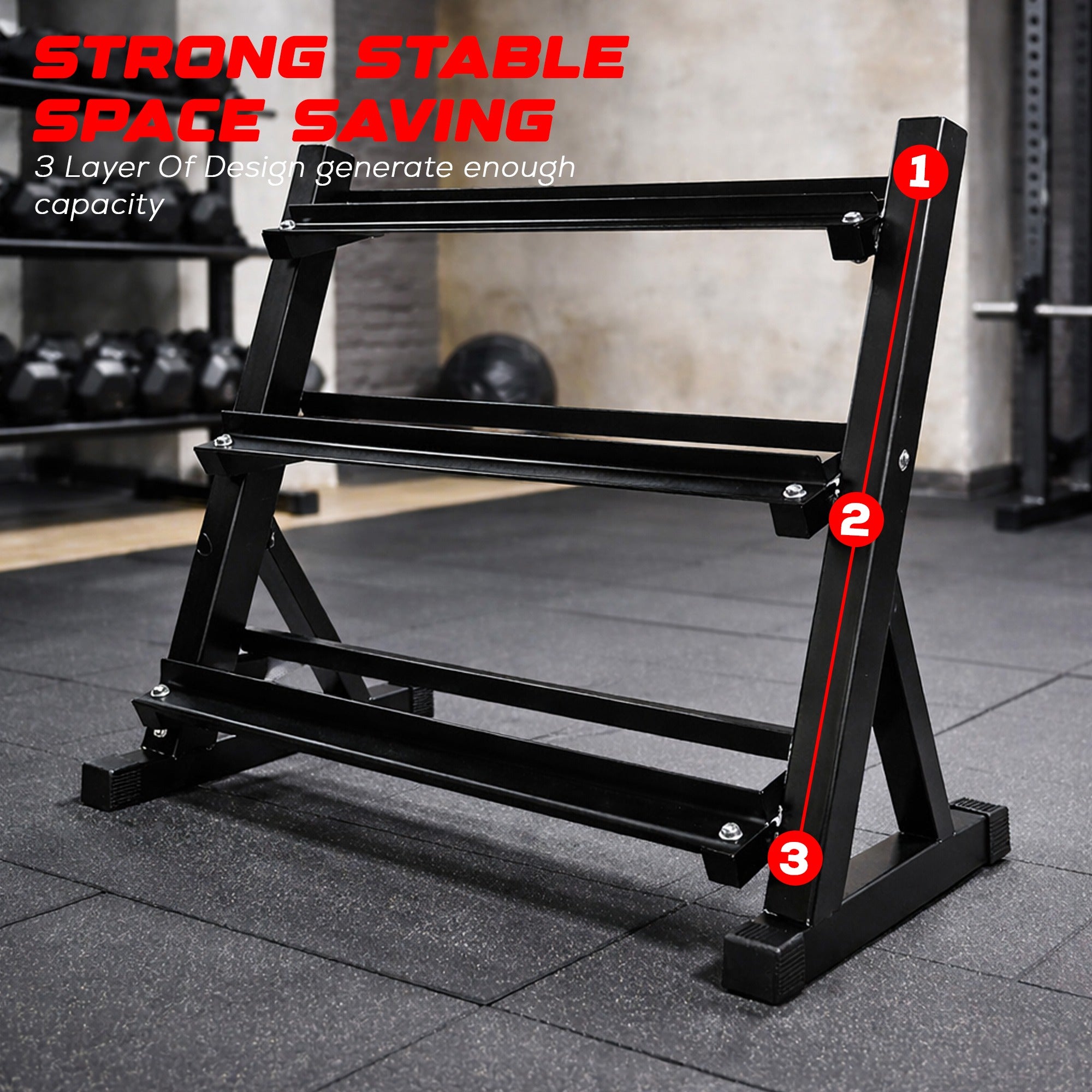 3-Layer Heavy-Duty Dumbbell Rack