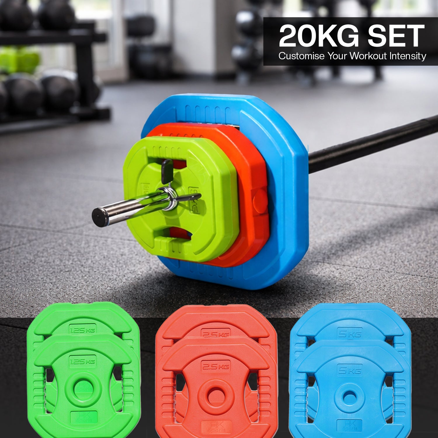 20kg–30kg Adjustable Barbell Weight Set
