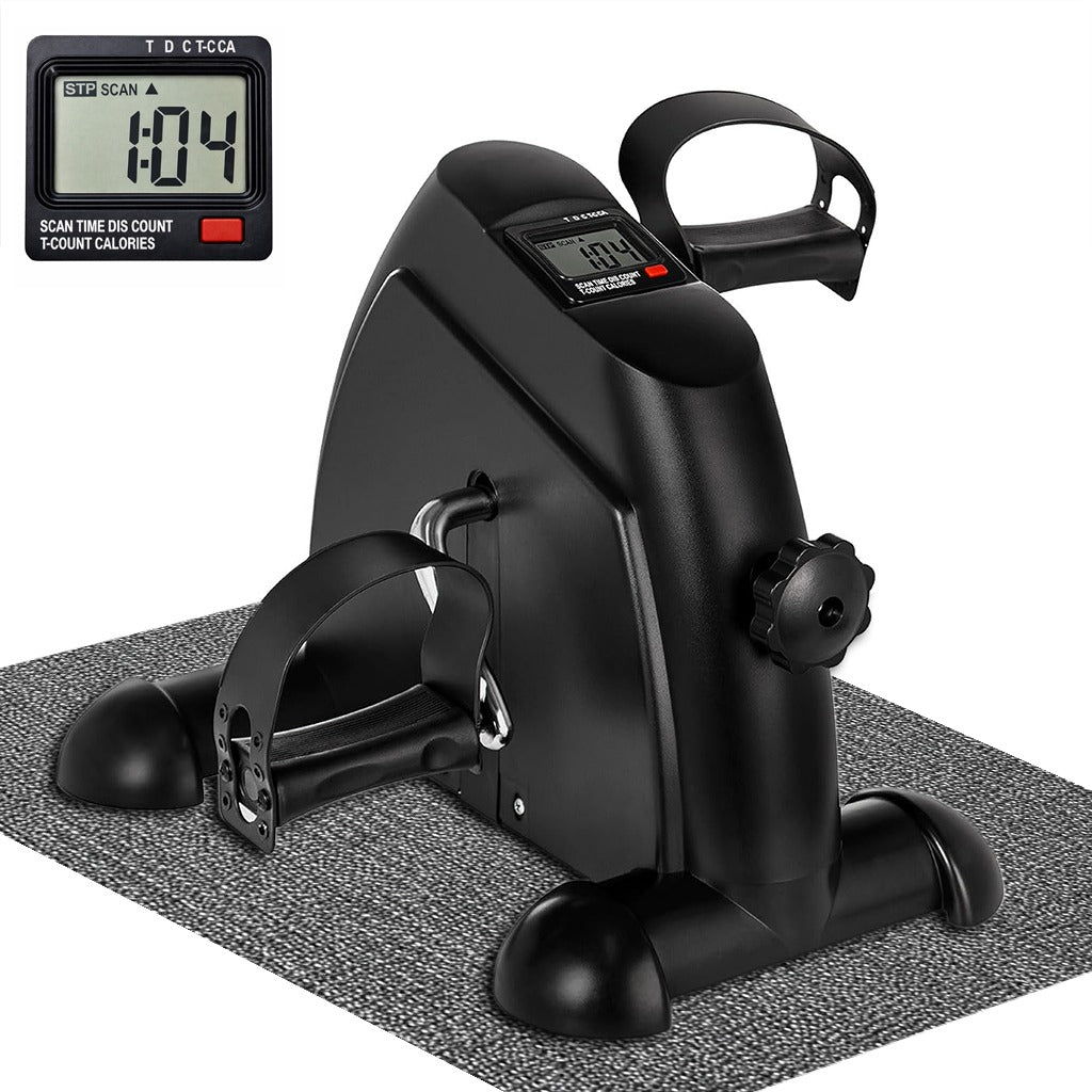 Portable Mini Exercise Bike With Mat – Black