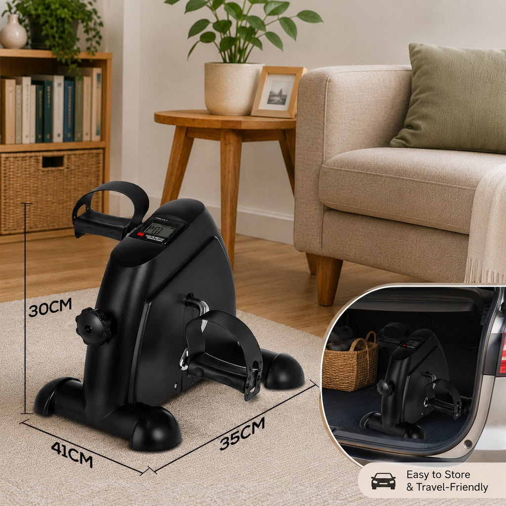 Portable Mini Exercise Bike With Mat – Black